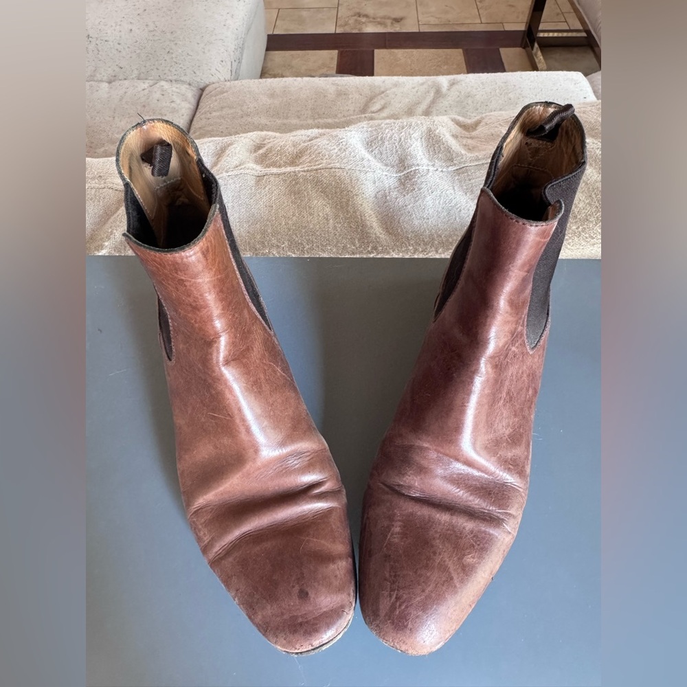 Prada Chestnut Leather Ankle Boots (7/37) (Vintage) FREE SHIPPING
